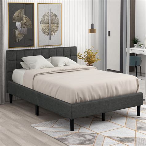Full, queen, and king sizes are available. . Queen bed frame no box spring